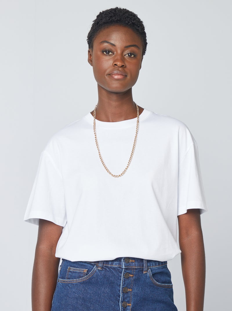 Oversized T-shirt met ronde hals wit - Kiabi
