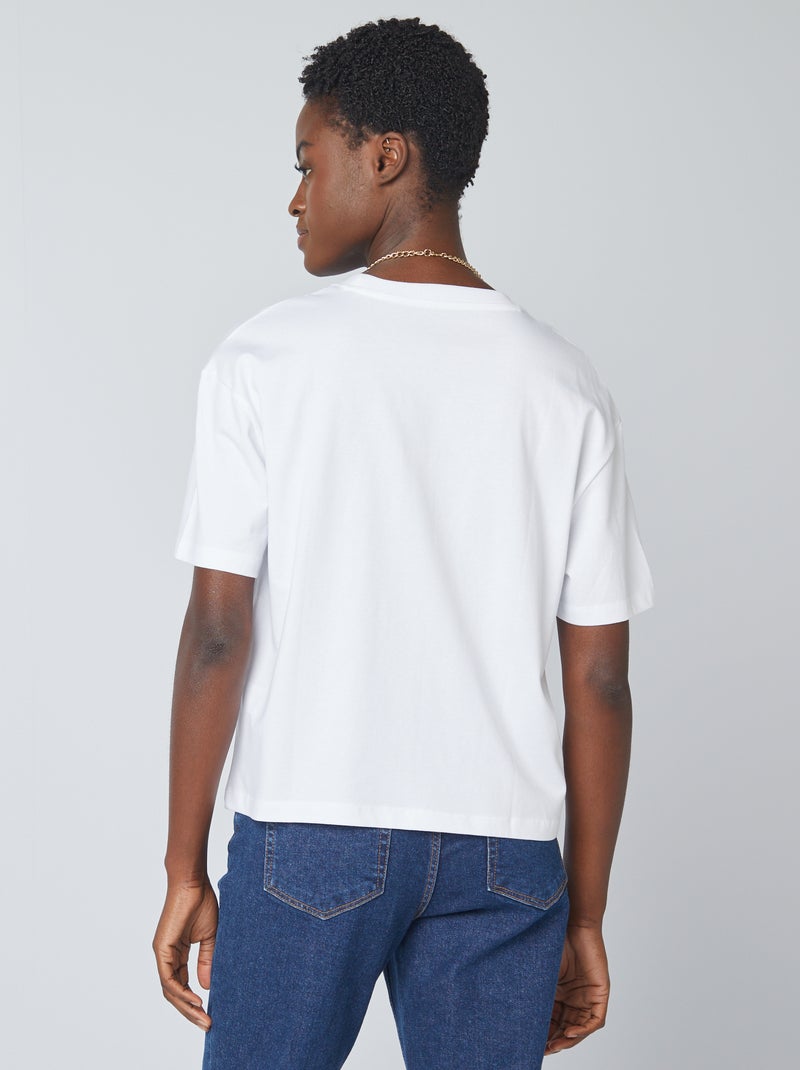 Oversized T-shirt met ronde hals wit - Kiabi
