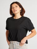 Oversized T-shirt met ronde hals zwart - Kiabi