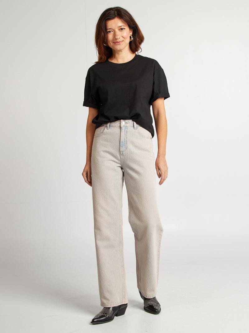 Oversized T-shirt met ronde hals zwart - Kiabi