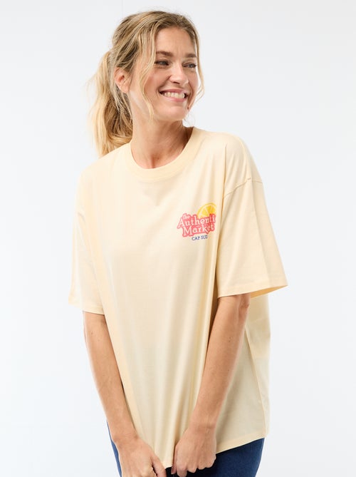 Oversized T-shirt met tekst - Kiabi