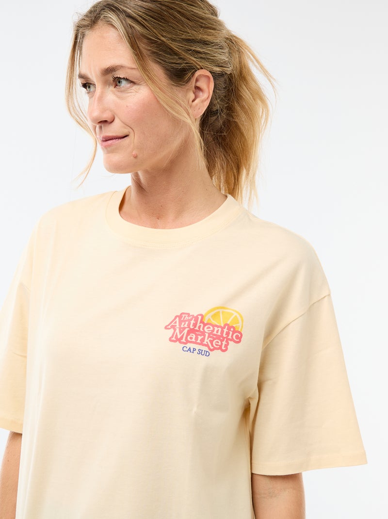 Oversized T-shirt met tekst Geel - Kiabi