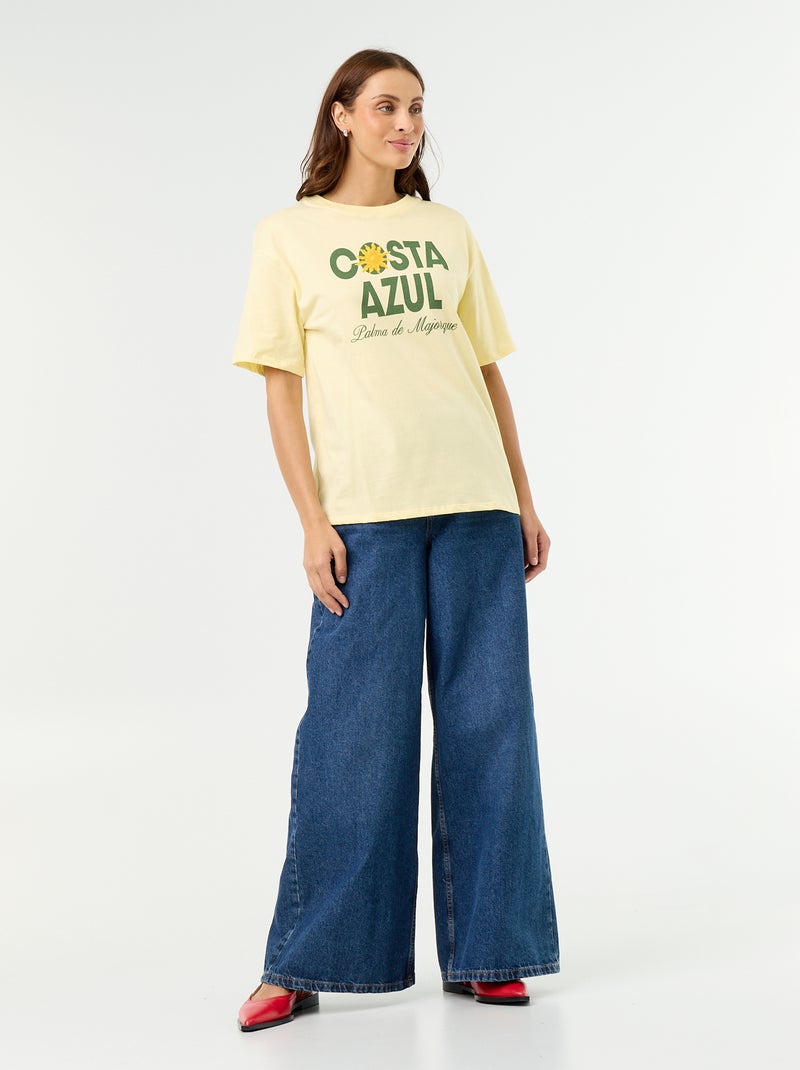 Oversized T-shirt met tekst Geel - Kiabi