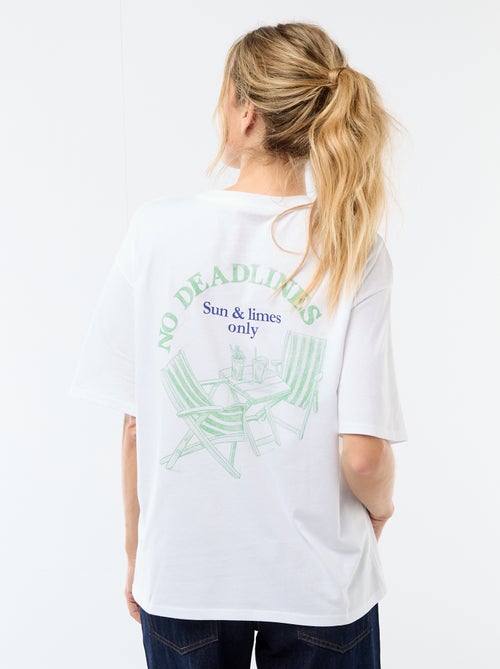 Oversized T-shirt met tekst - Kiabi