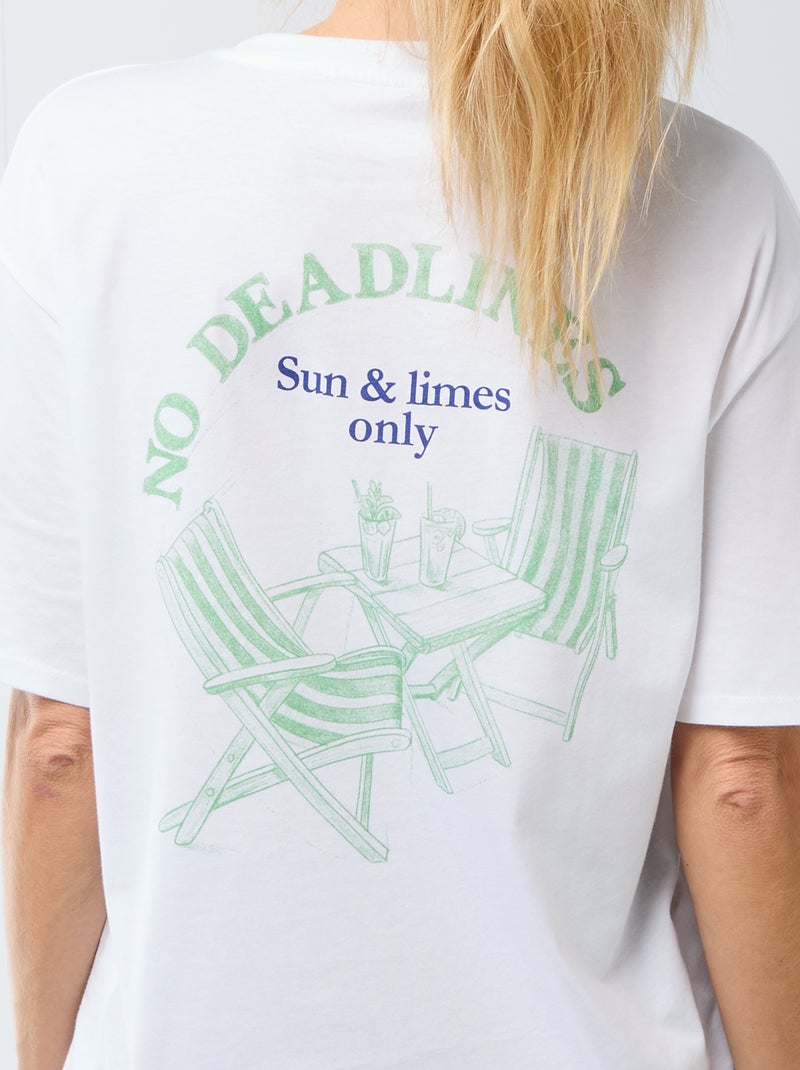 Oversized T-shirt met tekst Wit - Kiabi