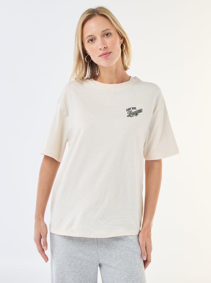 Oversized T-shirt met tekst Wit - Kiabi