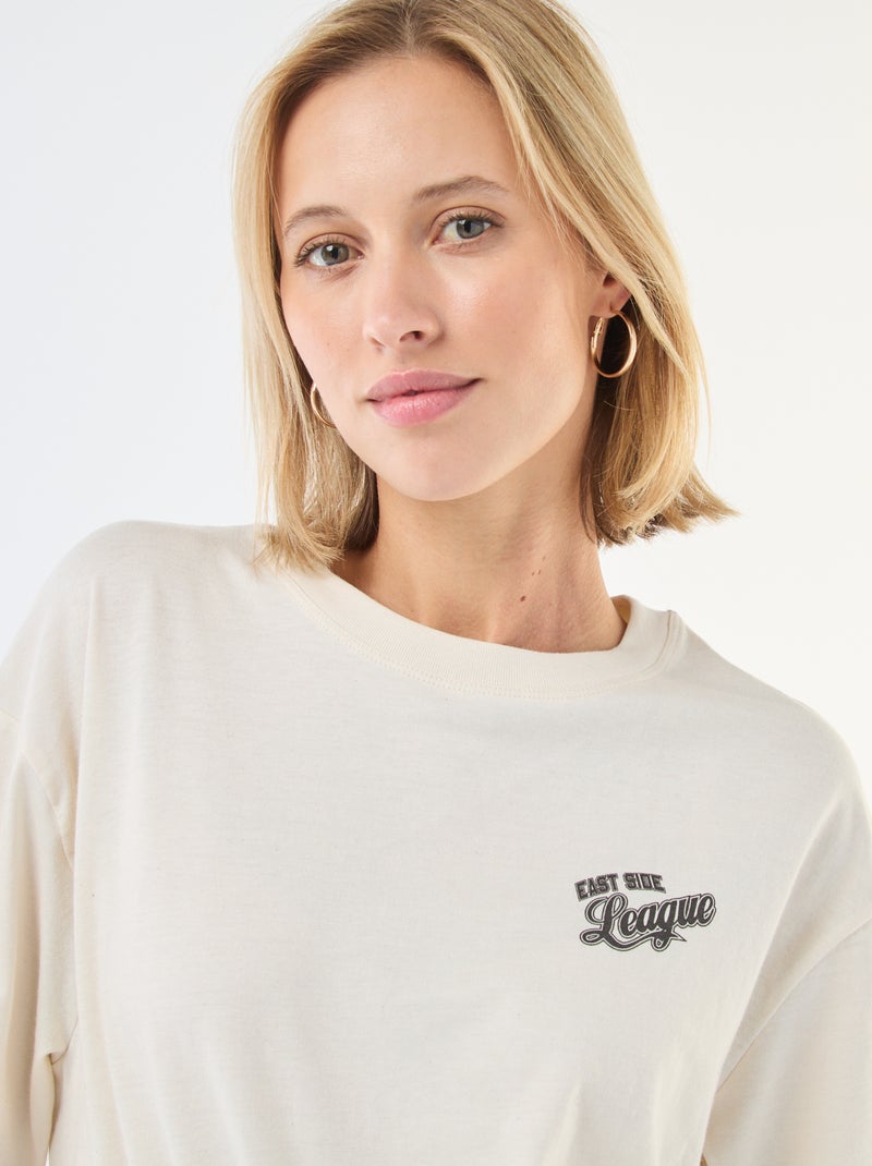 Oversized T-shirt met tekst Wit - Kiabi