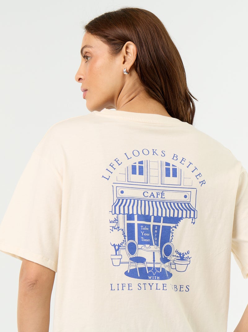 Oversized T-shirt met tekst Wit - Kiabi