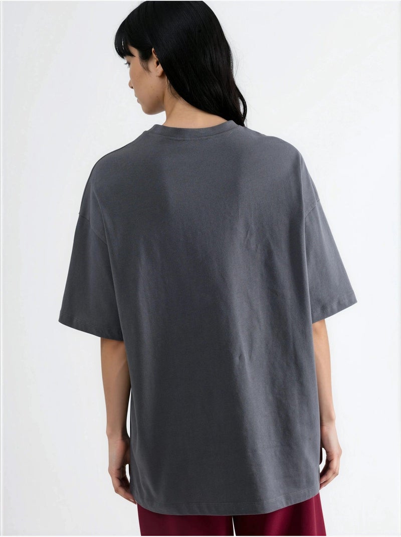 Oversized t-shirt met tekstprint busem Donkergrijs - Kiabi