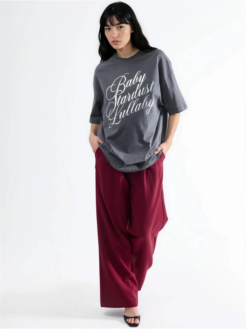 Oversized t-shirt met tekstprint busem Donkergrijs - Kiabi