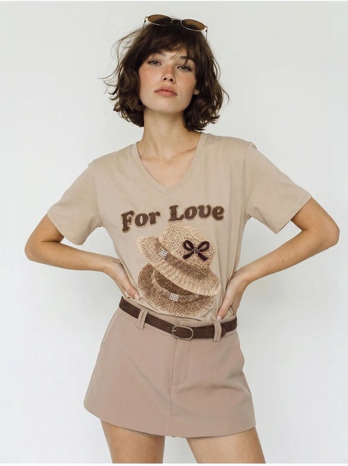 Oversized t-shirt met v-hals en print lucci - Kiabi