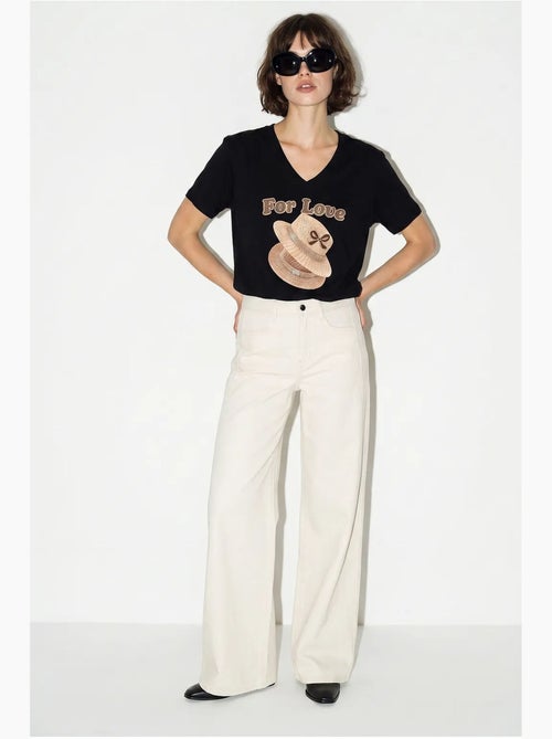 Oversized t-shirt met v-hals en print lucci - Kiabi