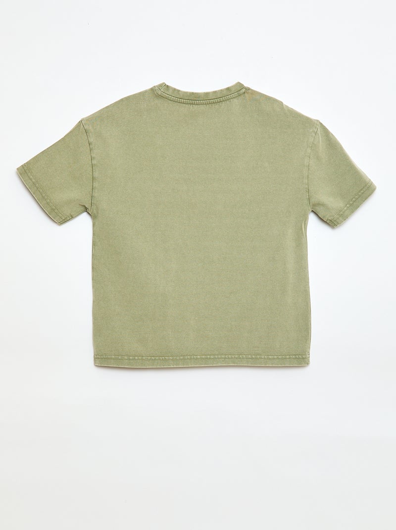 Oversized T-shirt met verwassen effect Kaki - Kiabi