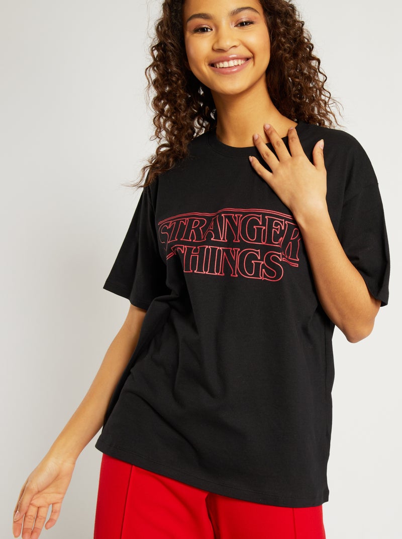 Oversized T-shirt 'Stranger Things' zwart - Kiabi