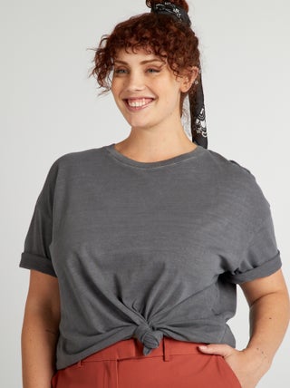 Oversized T-shirt van gemêleerde jersey