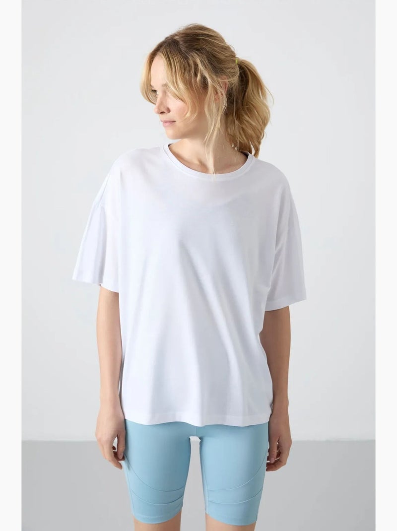 Oversized t-shirt van katoen en modal met ronde hals tommy Wit - Kiabi