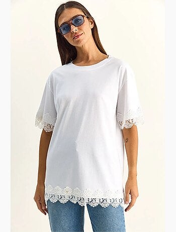 Oversized t-shirt van katoen met ronde hals lucci