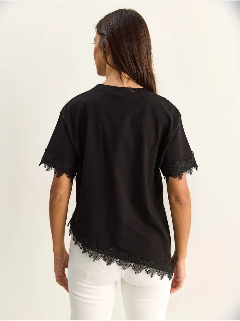 Oversized t-shirt van katoen met ronde hals lucci Zwart - Kiabi