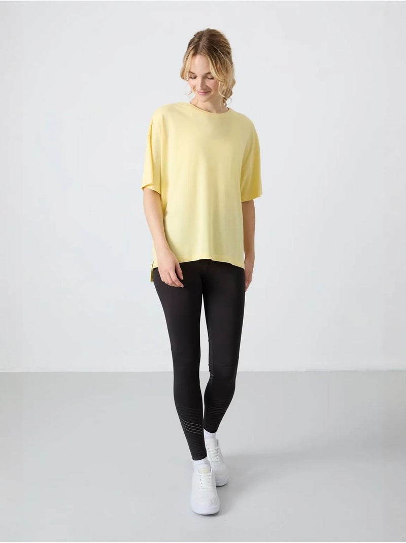Oversized t-shirt van katoen-modal met ronde hals tommy Citroengeel - Kiabi