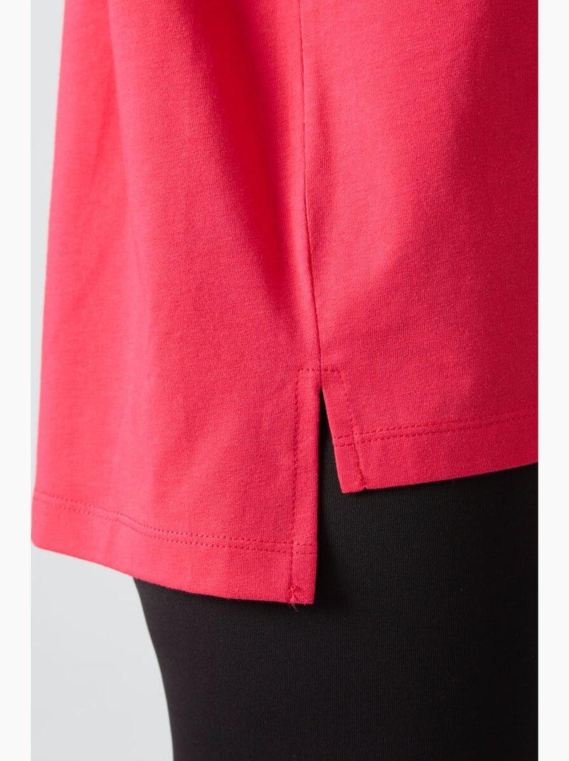 Oversized t-shirt van katoen-modal met ronde hals tommy Donkerroze - Kiabi