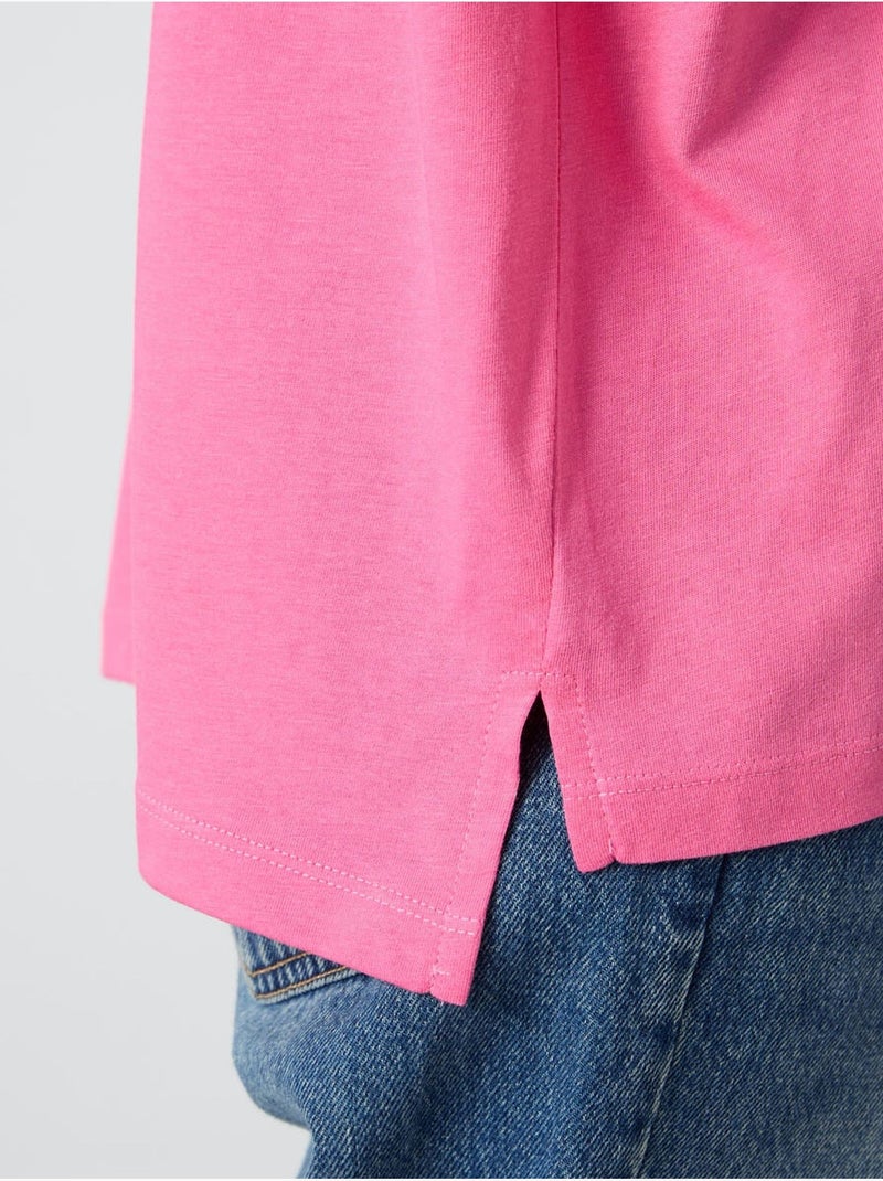Oversized t-shirt van katoen-modal met ronde hals tommy Fluorroze/Solinotes - Kiabi