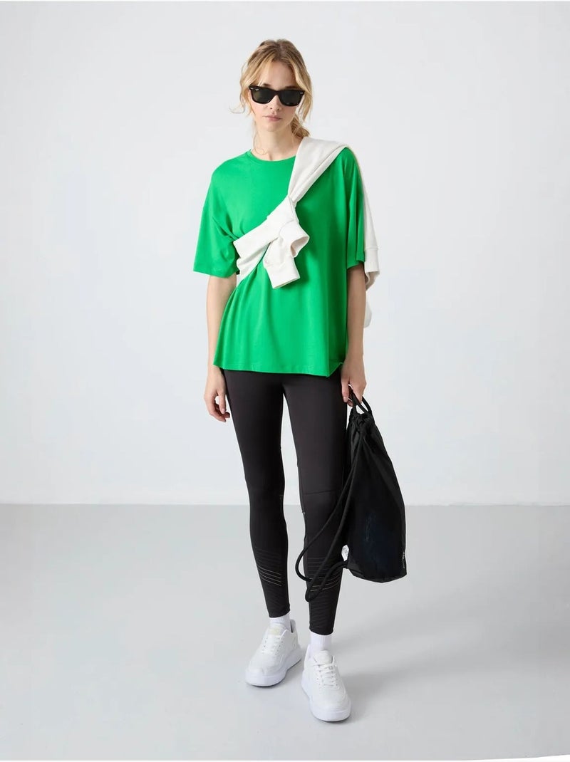 Oversized t-shirt van katoen-modal met ronde hals tommy Groen - Kiabi