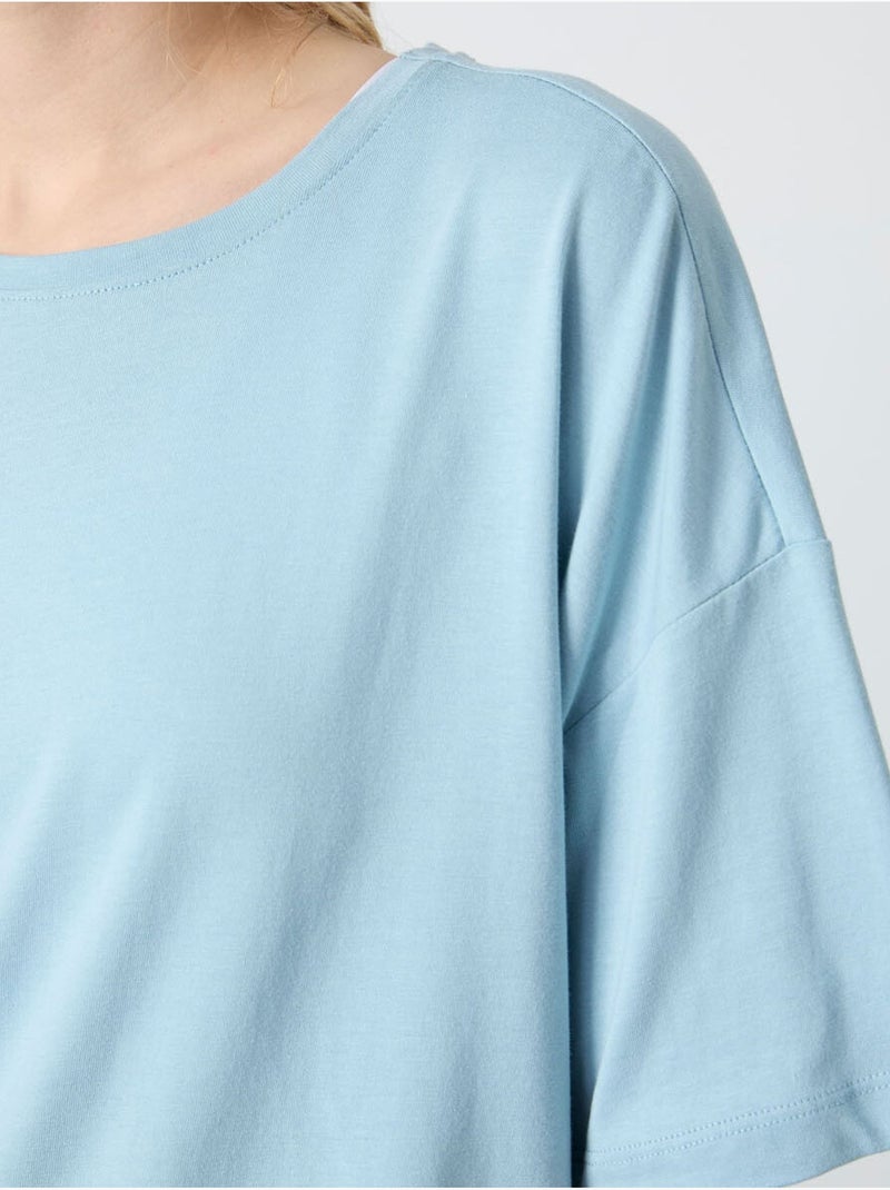 Oversized t-shirt van katoen-modal met ronde hals tommy Hemelsblauw - Kiabi