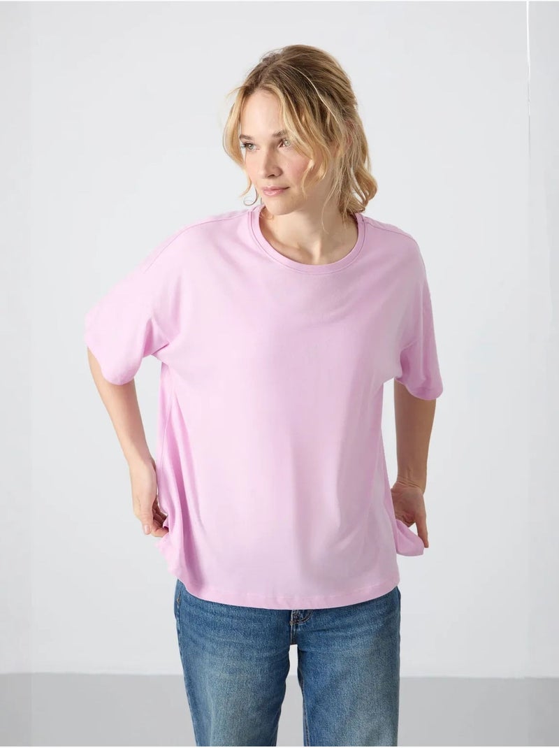 Oversized t-shirt van katoen-modal met ronde hals tommy Lavendel - Kiabi