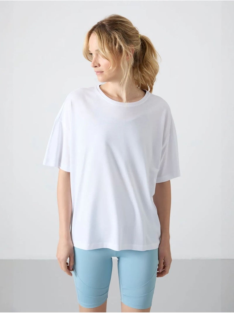 Oversized t-shirt van katoen-modal met ronde hals tommy Wit - Kiabi