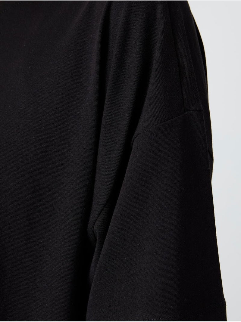 Oversized t-shirt van katoen-modal met ronde hals tommy Zwart - Kiabi