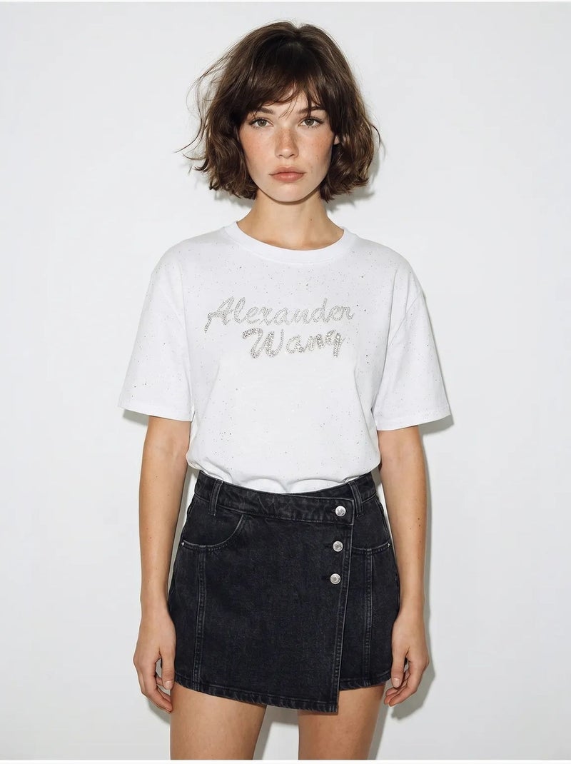 Oversized t-shirt van katoenen jersey met print lucci Wit - Kiabi