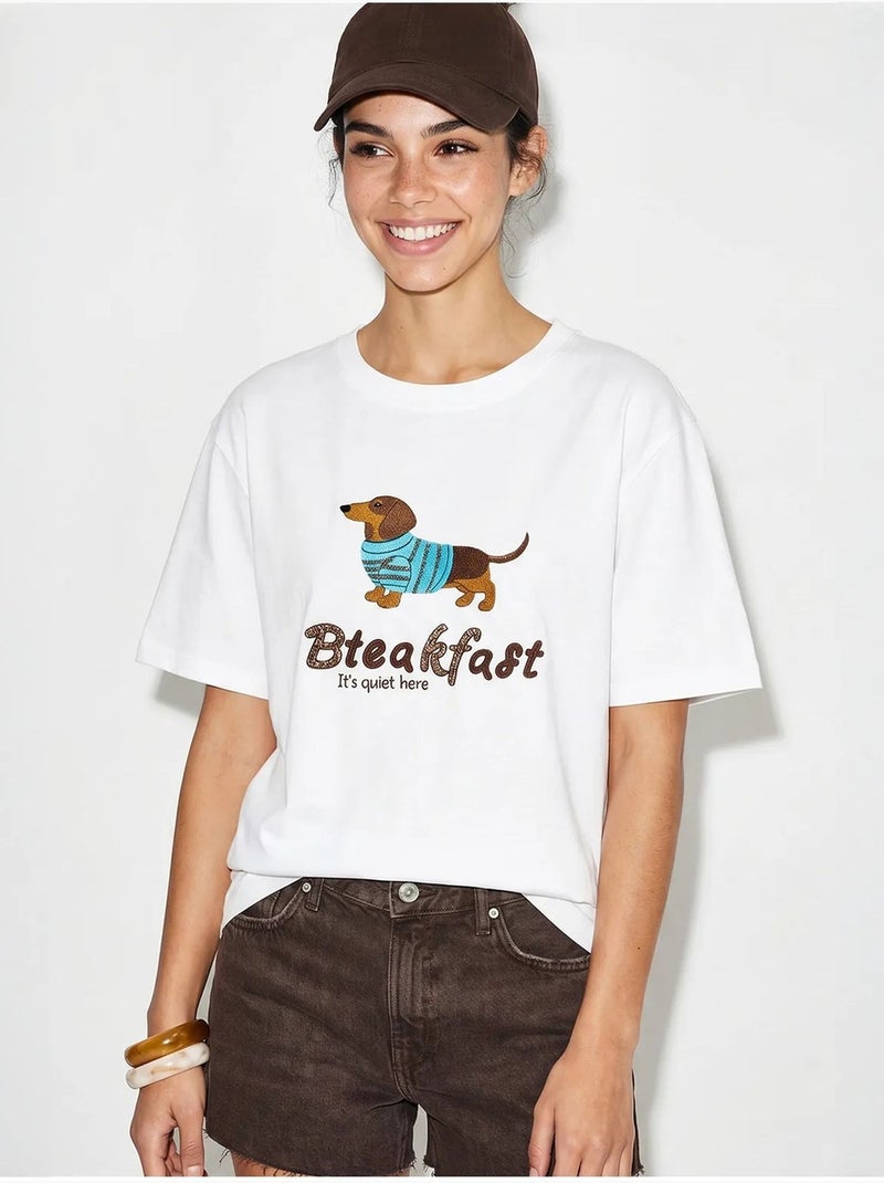 Oversized t-shirt van katoenen jersey met print lucci Wit - Kiabi