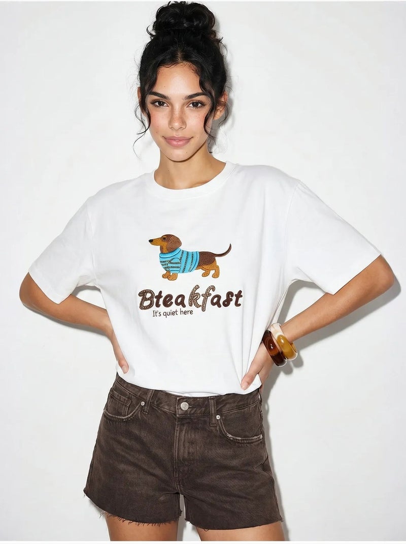 Oversized t-shirt van katoenen jersey met print lucci Wit - Kiabi
