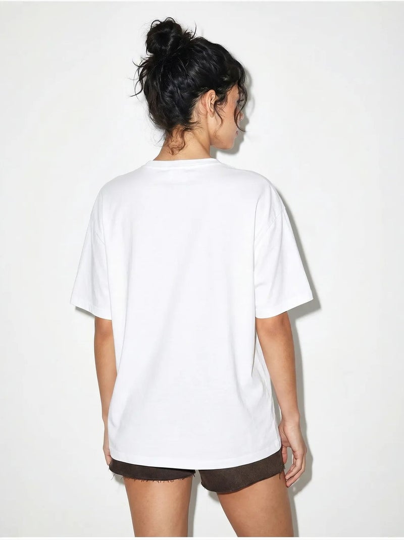 Oversized t-shirt van katoenen jersey met print lucci Wit - Kiabi