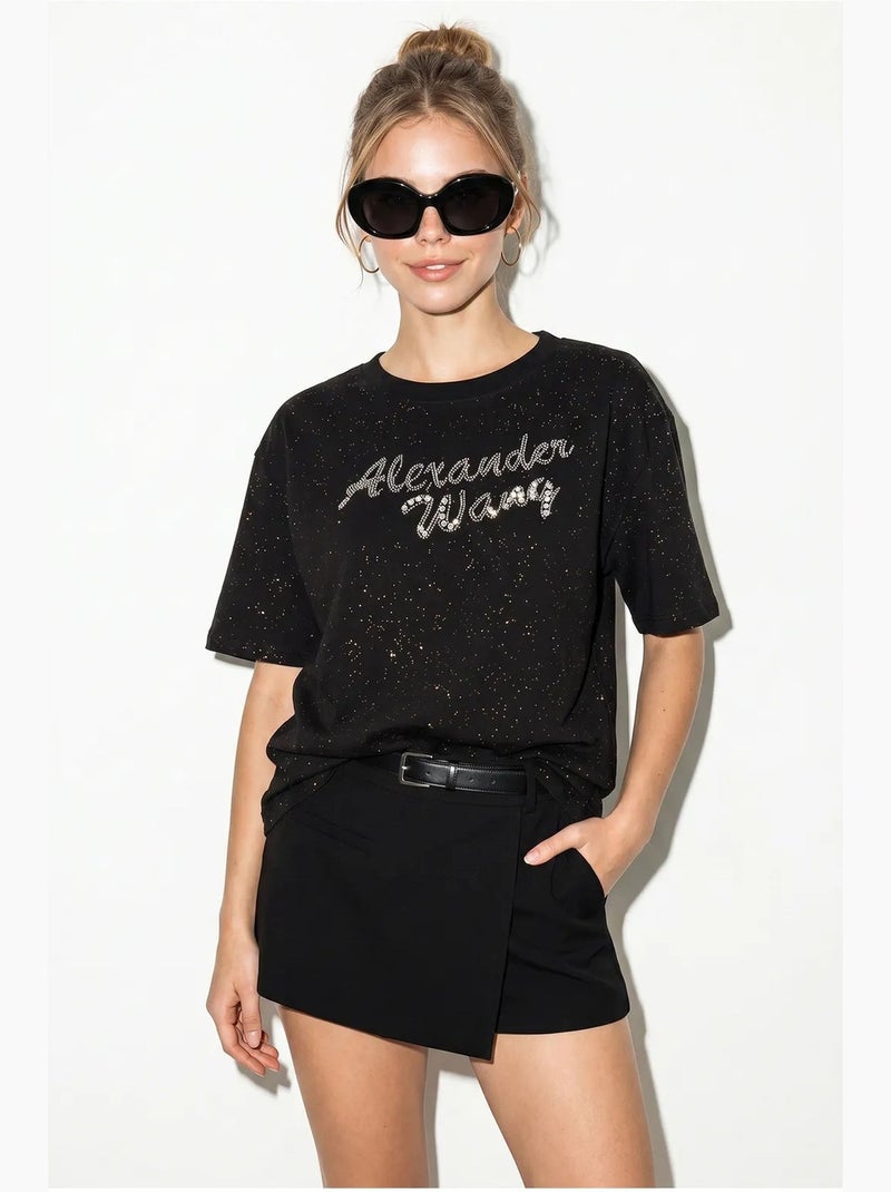 Oversized t-shirt van katoenen jersey met print lucci Zwart - Kiabi