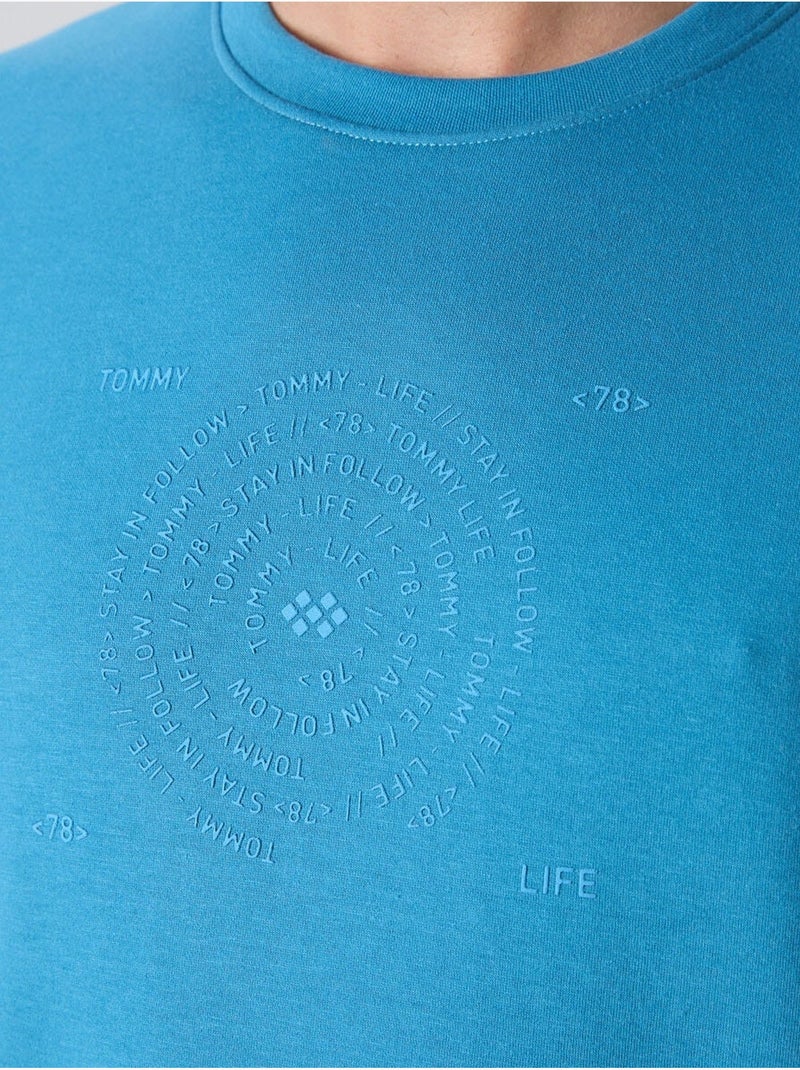Oversized t-shirt van katoenmix met ronde hals tommy Blauw - Kiabi