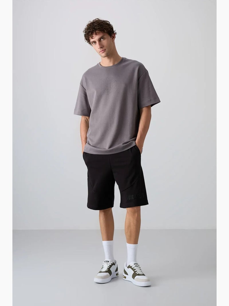 Oversized t-shirt van katoenmix met ronde hals tommy Grijs Zwart - Kiabi