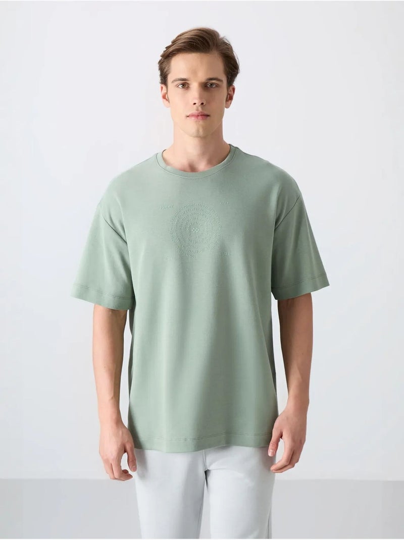 Oversized t-shirt van katoenmix met ronde hals tommy Groen - Kiabi