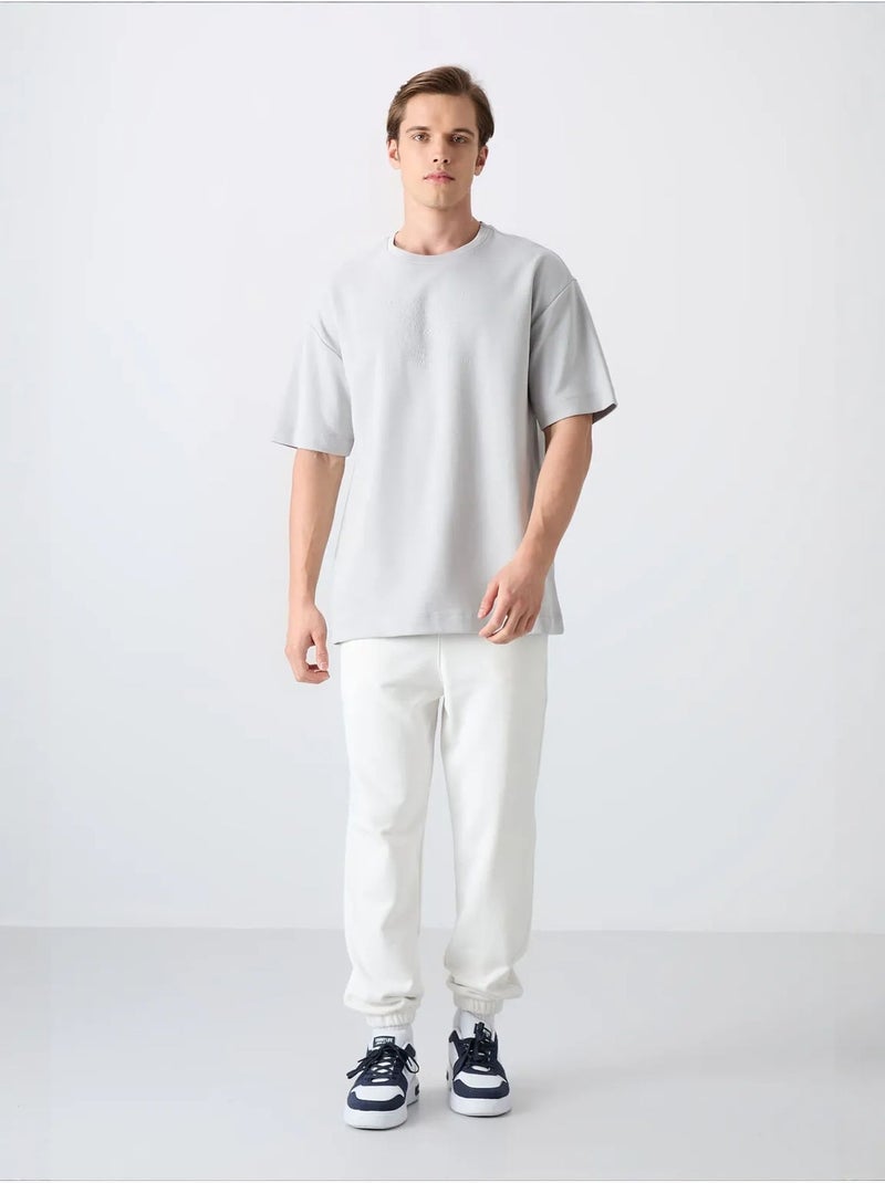 Oversized t-shirt van katoenmix met ronde hals tommy Lichtgrijs - Kiabi