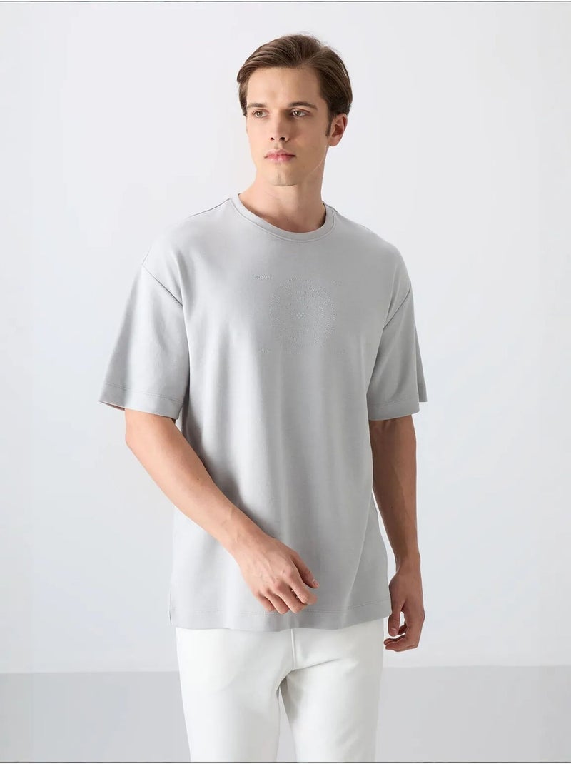 Oversized t-shirt van katoenmix met ronde hals tommy Lichtgrijs - Kiabi