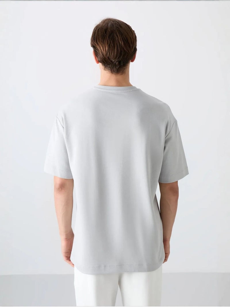 Oversized t-shirt van katoenmix met ronde hals tommy Lichtgrijs - Kiabi