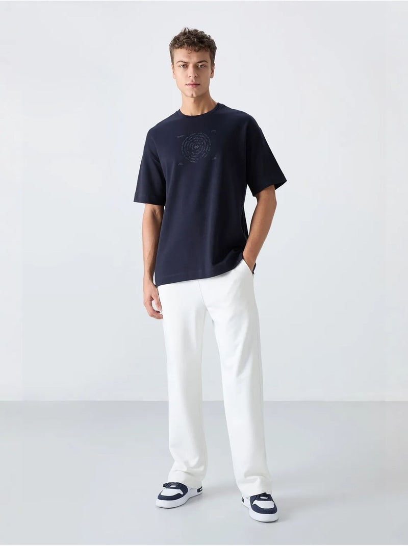 Oversized t-shirt van katoenmix met ronde hals tommy Marineblauw - Kiabi