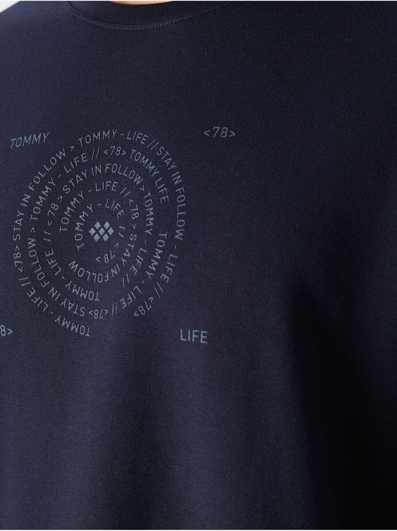 Oversized t-shirt van katoenmix met ronde hals tommy Marineblauw - Kiabi