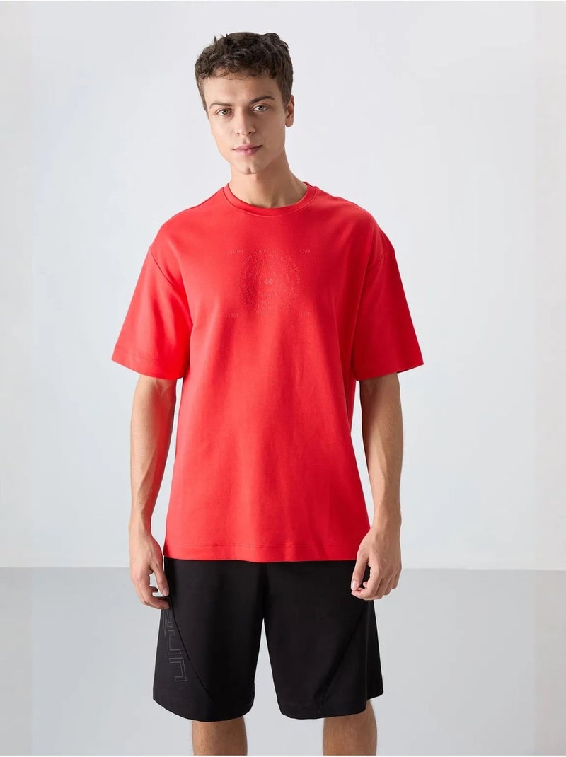 Oversized t-shirt van katoenmix met ronde hals tommy Rood - Kiabi