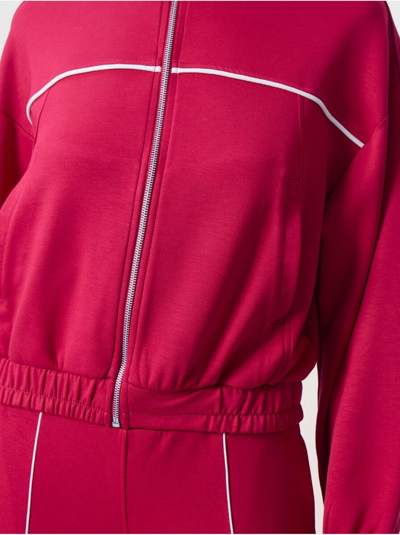 Oversized trainingset met ritskraag tommy Fluorroze/Solinotes - Kiabi