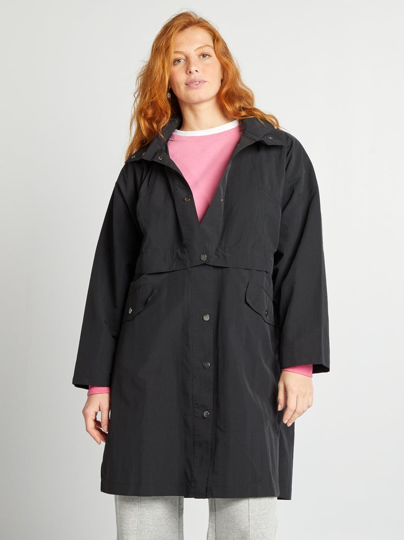 Oversized trenchcoat met 2-in-1-effect zwart - Kiabi