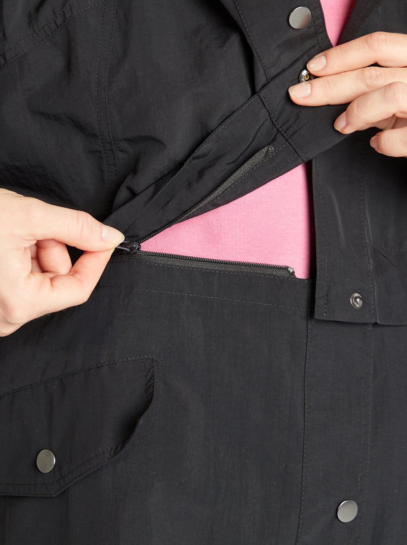 Oversized trenchcoat met 2-in-1-effect zwart - Kiabi