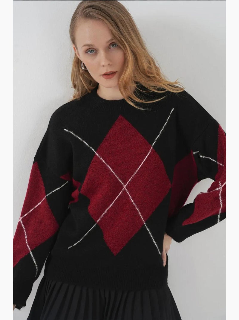 Oversized trui met argylepatroon en ronde hals bdart Donkerrood - Kiabi