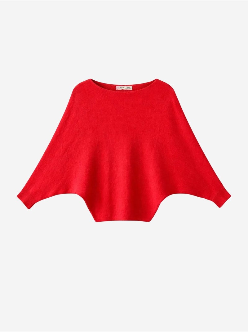Oversized trui met boothals van ribgebreide knit mixray Rood - Kiabi