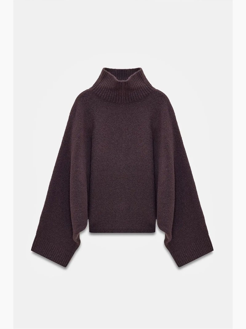 Oversized trui met col en ribstructuur dilvin Chocoladebruin - Kiabi